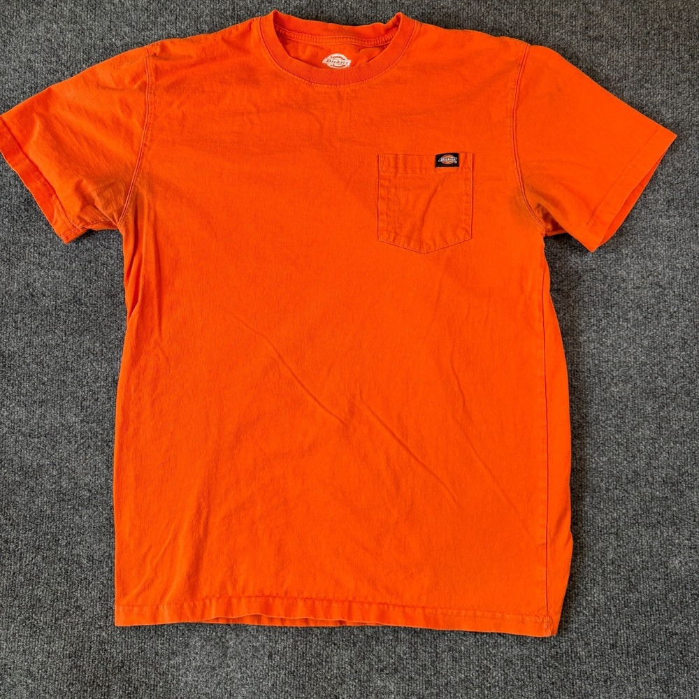Dickies T-Shirt Mens Large Orange Cotton Logo Classic Front Pocket Streetwear